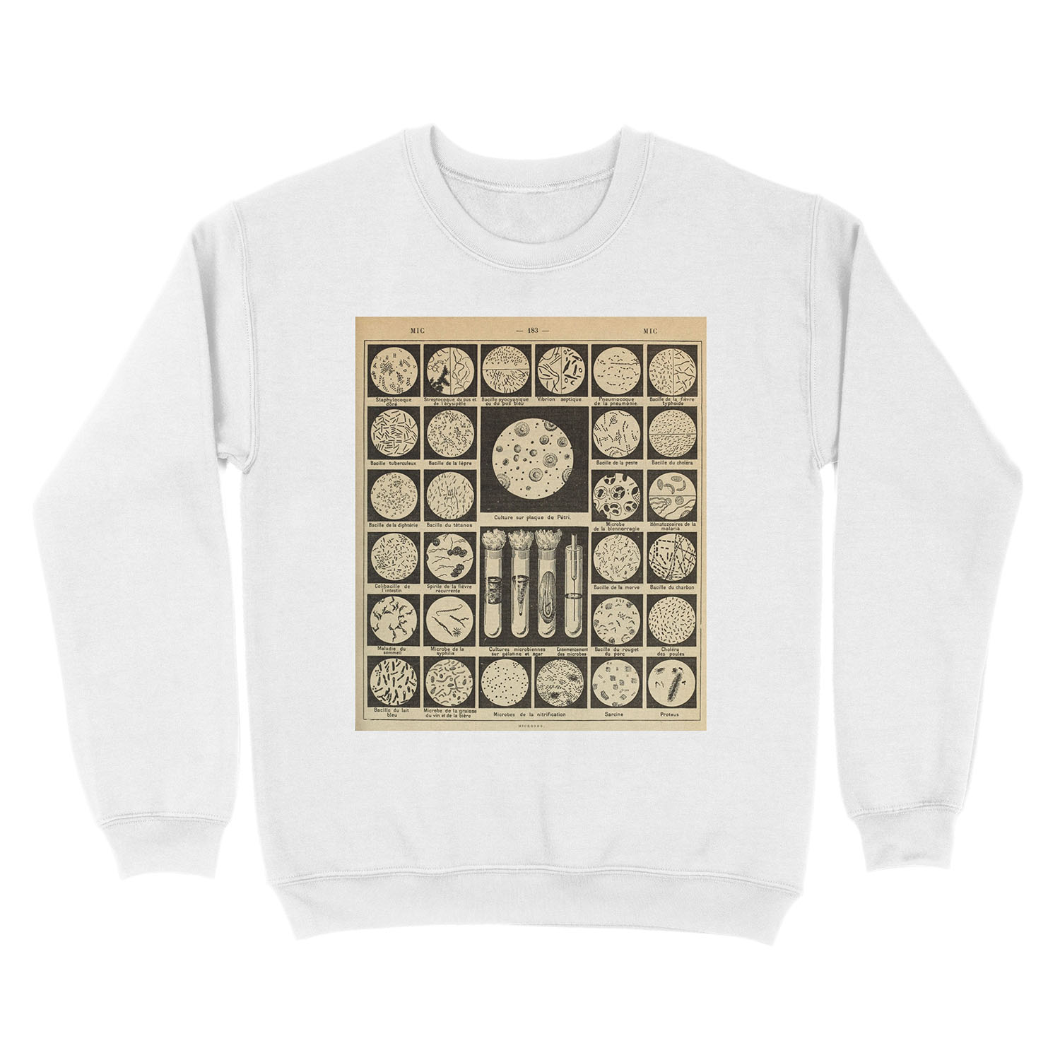 bacteria culture vintage french science journal Unisex Crewneck Sweatshirt - Image 2