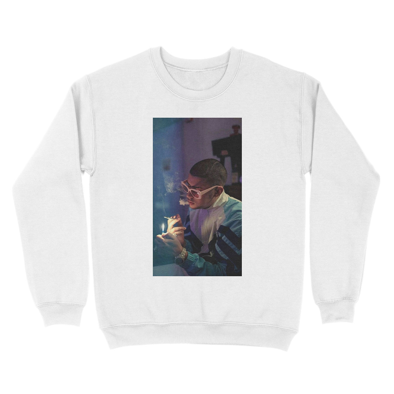 Bad Bunny Smoking Unisex Crewneck Sweatshirt - Image 2