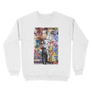Alternative view of Banksy - Einstein Love Is The Answer Unisex Crewneck Sweatshirt