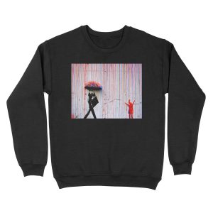 Banksy Rainbow Rain Unisex Crewneck Sweatshirt
