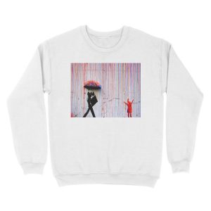 Alternative view of Banksy Rainbow Rain Unisex Crewneck Sweatshirt
