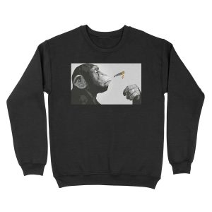 Banksy Steez Chimp Monkey Smoking Joint Unisex Crewneck Sweatshirt