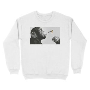 Alternative view of Banksy Steez Chimp Monkey Smoking Joint Unisex Crewneck Sweatshirt