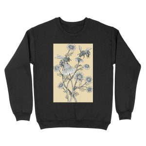 bees and chamomile on honey background Unisex Crewneck Sweatshirt