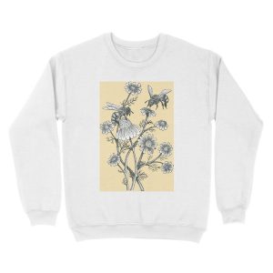 Alternative view of bees and chamomile on honey background Unisex Crewneck Sweatshirt