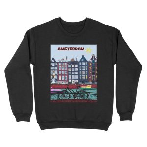 BICYCLE RIDING; In Amsterdam Holland Print Unisex Crewneck Sweatshirt