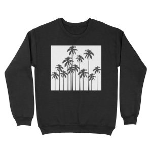 Black and White Exotic Tropical Palm Trees Unisex Crewneck Sweatshirt