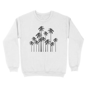 Alternative view of Black and White Exotic Tropical Palm Trees Unisex Crewneck Sweatshirt