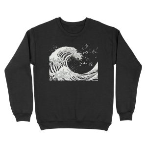 Black and White Great Wave Unisex Crewneck Sweatshirt