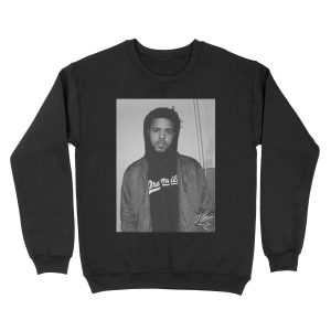 Black and White J. Cole Photo Signature Unisex Crewneck Sweatshirt