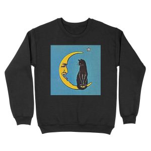 Black Cat & The Moon Unisex Crewneck Sweatshirt