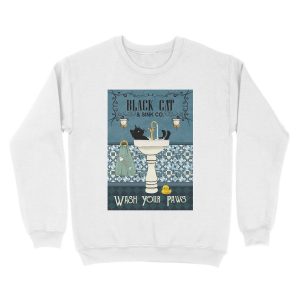 Alternative view of Black Cat Sink Co Wash Your Paws, Bathroom Decor, Black Cat Unisex Crewneck Sweatshirt