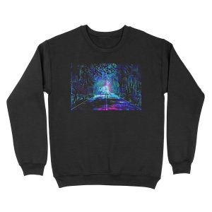 Blacklight Night on Aurora Road Unisex Crewneck Sweatshirt