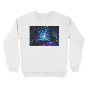 Alternative view of Blacklight Night on Aurora Road Unisex Crewneck Sweatshirt