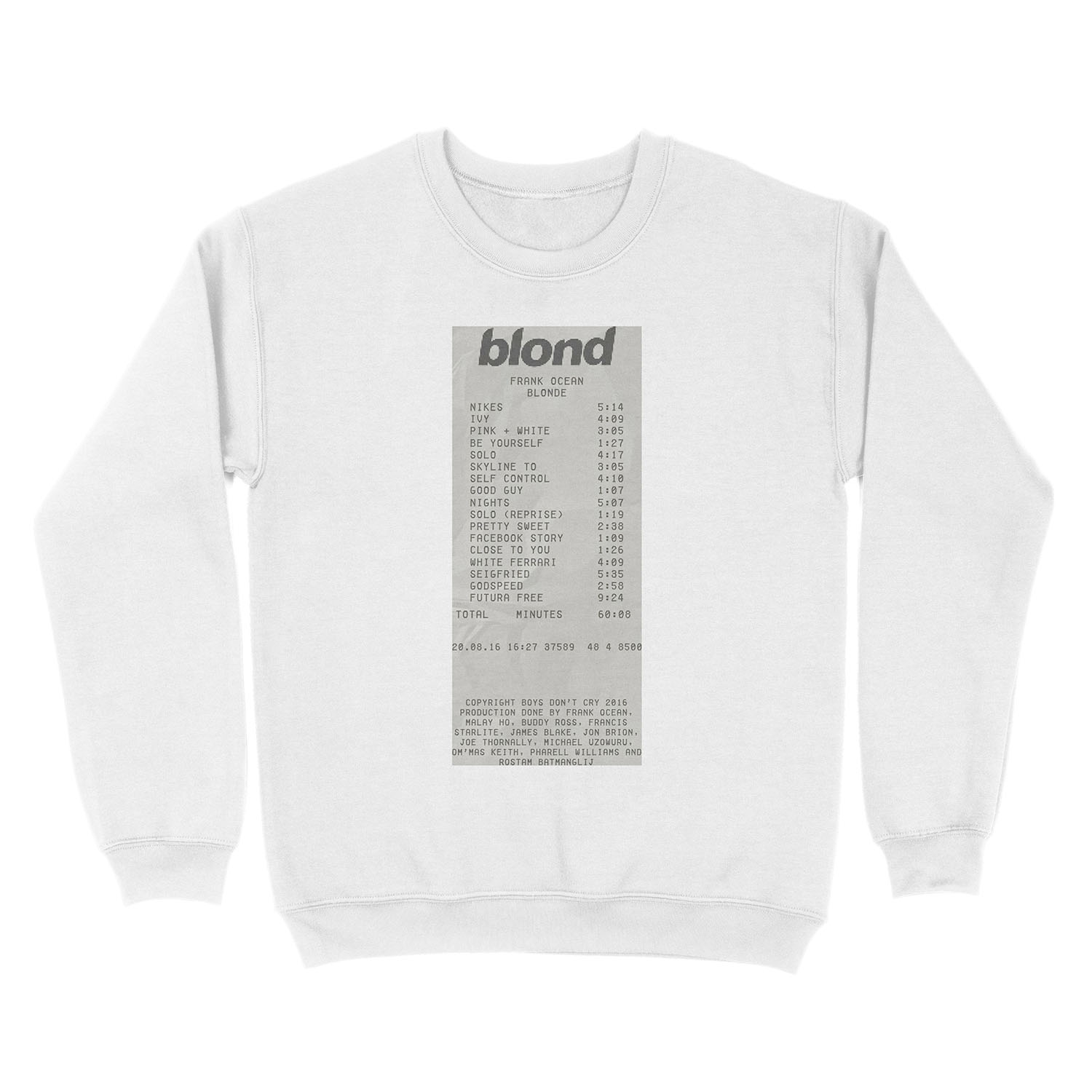 Blond Frank Ocean Receipt Print Unisex Crewneck Sweatshirt - Image 2