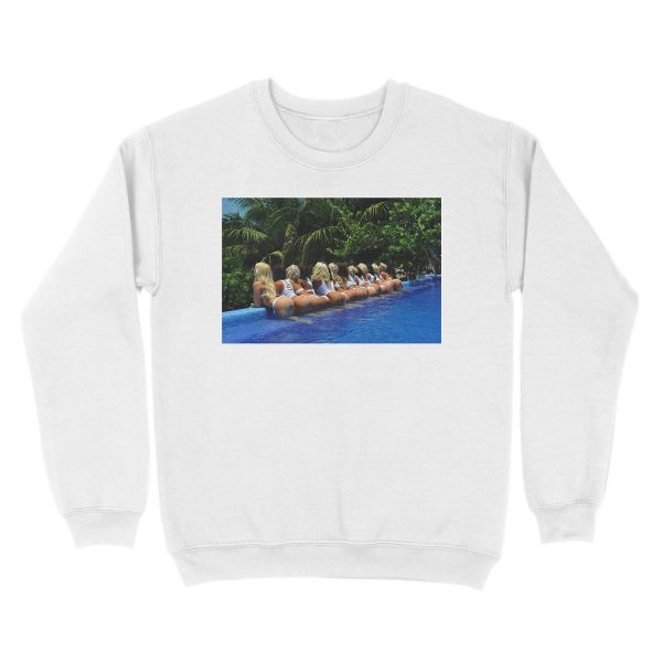 Blonde models only posing for White Tank Project - back view Unisex Crewneck Sweatshirt - Image 2