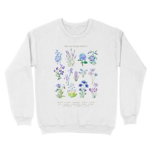 Alternative view of blue and purple flower collection watercolor Unisex Crewneck Sweatshirt