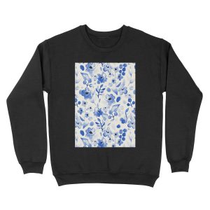 Blue China - Watercolor Floral Unisex Crewneck Sweatshirt