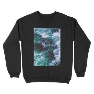 Blue Ocean Waves, Sea Photography, Seascape Unisex Crewneck Sweatshirt