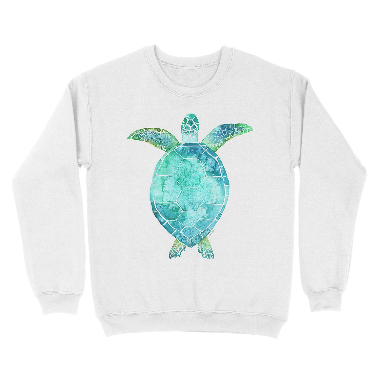Blue Turtle, turtle art, ocean turtle swiming Unisex Crewneck Sweatshirt - Image 2