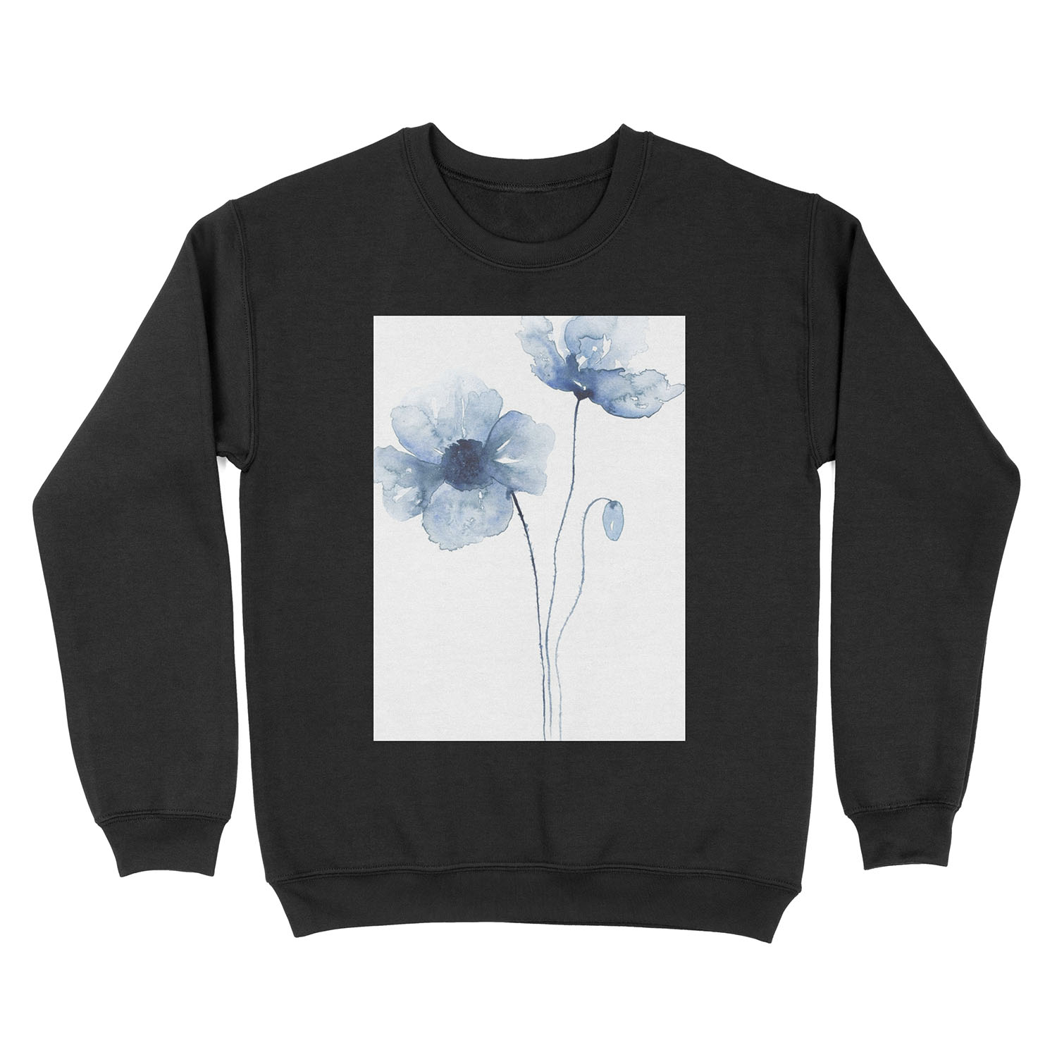 Blue Watercolor Poppies Unisex Crewneck Sweatshirt