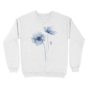 Alternative view of Blue Watercolor Poppies Unisex Crewneck Sweatshirt