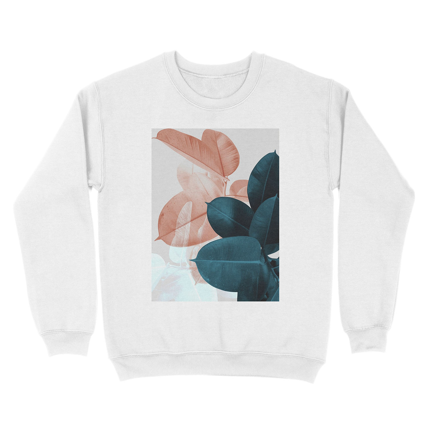 Blush Pink Plant Leaves, Botanical Leaf Unisex Crewneck Sweatshirt - Image 2