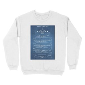 Alternative view of Boeing 747 Family Blueprint (light blue) Unisex Crewneck Sweatshirt