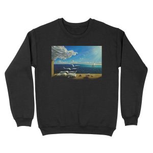 BOOK TO BIRDS: Vintage Fantasy Surreal Print by Dali Unisex Crewneck Sweatshirt