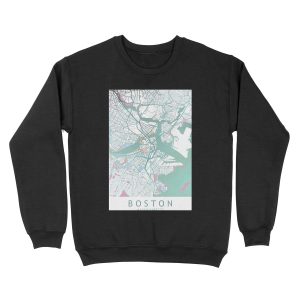 Boston City Map USA Unisex Crewneck Sweatshirt