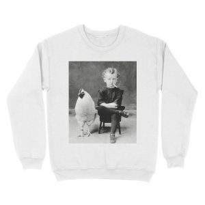 Alternative view of Boy With Chicken Rooster Smoking Cigarette Unisex Crewneck Sweatshirt