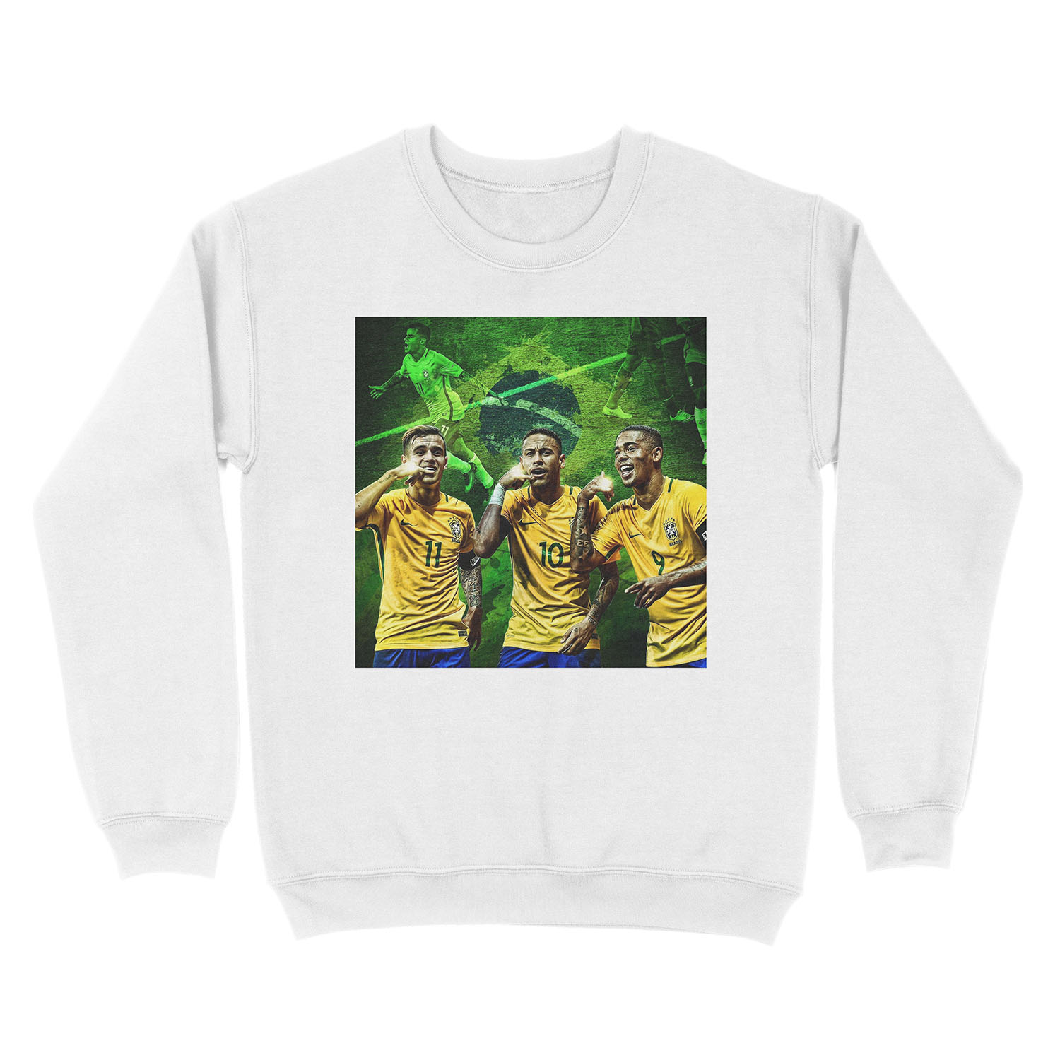 Brazil: Coutinho, Neymar & Jesus Unisex Crewneck Sweatshirt - Image 2