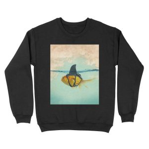 brilient disguise, goldfish with a shark fin Unisex Crewneck Sweatshirt