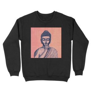 Buddha Shh... Do not disturb in Coral Unisex Crewneck Sweatshirt