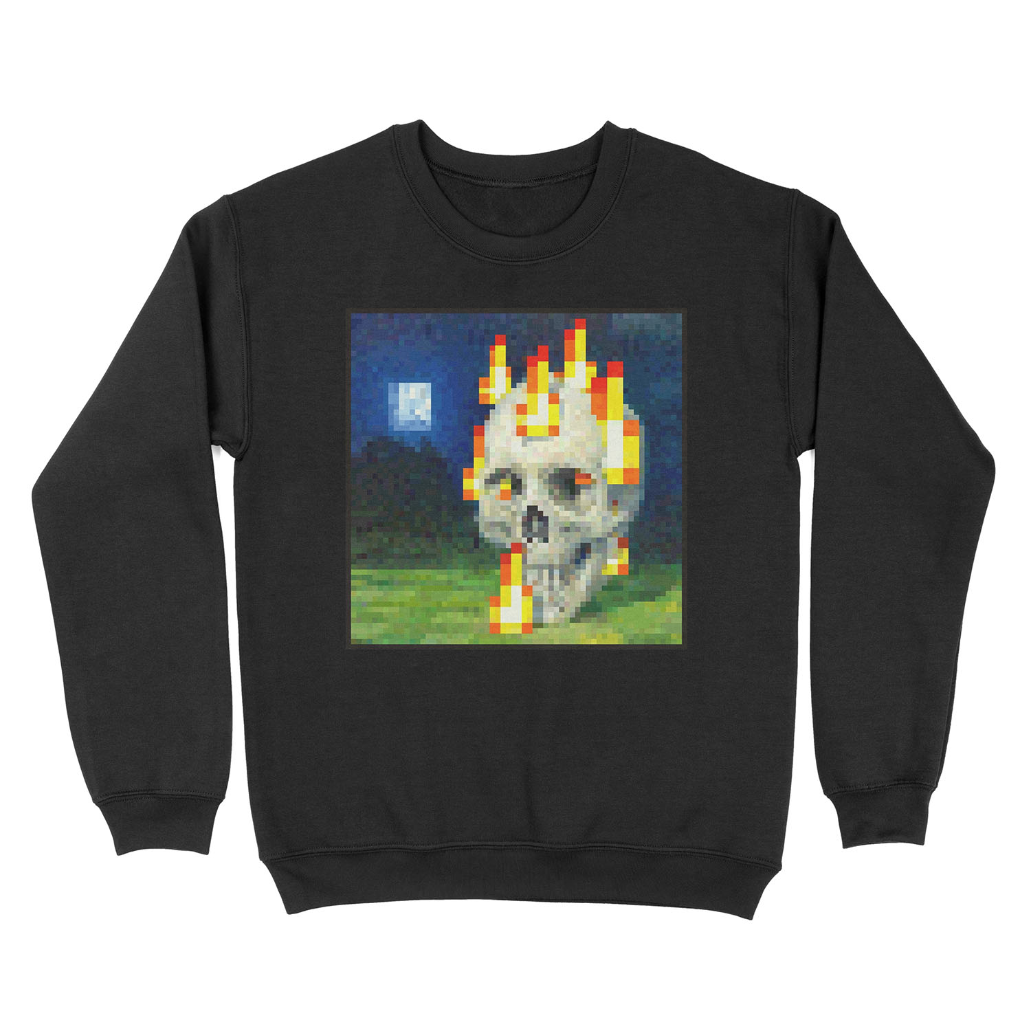 Burning Skull - Minecraft Painting Unisex Crewneck Sweatshirt