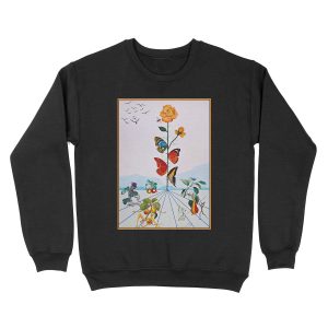 BUTTERFLY ROSE : Vintage Abstract Dali Painting Print Unisex Crewneck Sweatshirt