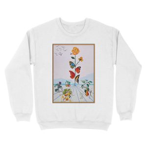 Alternative view of BUTTERFLY ROSE : Vintage Abstract Dali Painting Print Unisex Crewneck Sweatshirt