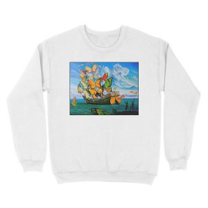 Alternative view of BUTTERFLY SHIP : Vintage Dali Abstract Painting Print Unisex Crewneck Sweatshirt