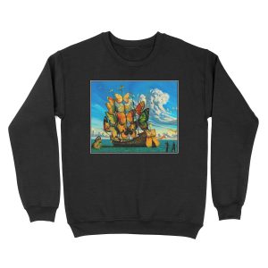 BUTTERFLY SHIP : Vintage Surreal Abstract Fantasy Print Unisex Crewneck Sweatshirt