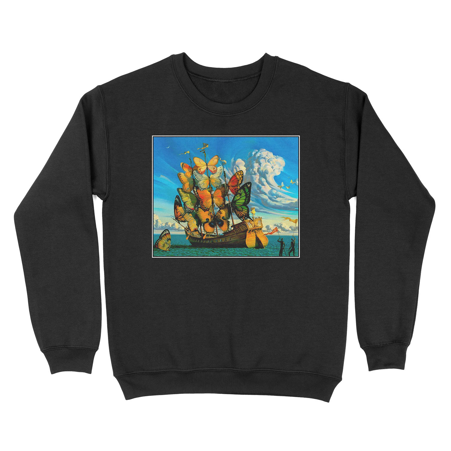 BUTTERFLY SHIP : Vintage Surreal Abstract Fantasy Print Unisex Crewneck Sweatshirt