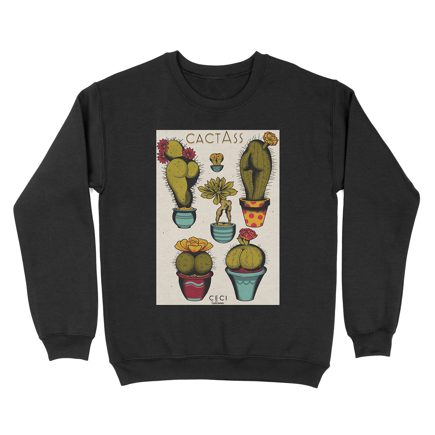 CactAss tattoo flash Unisex Crewneck Sweatshirt