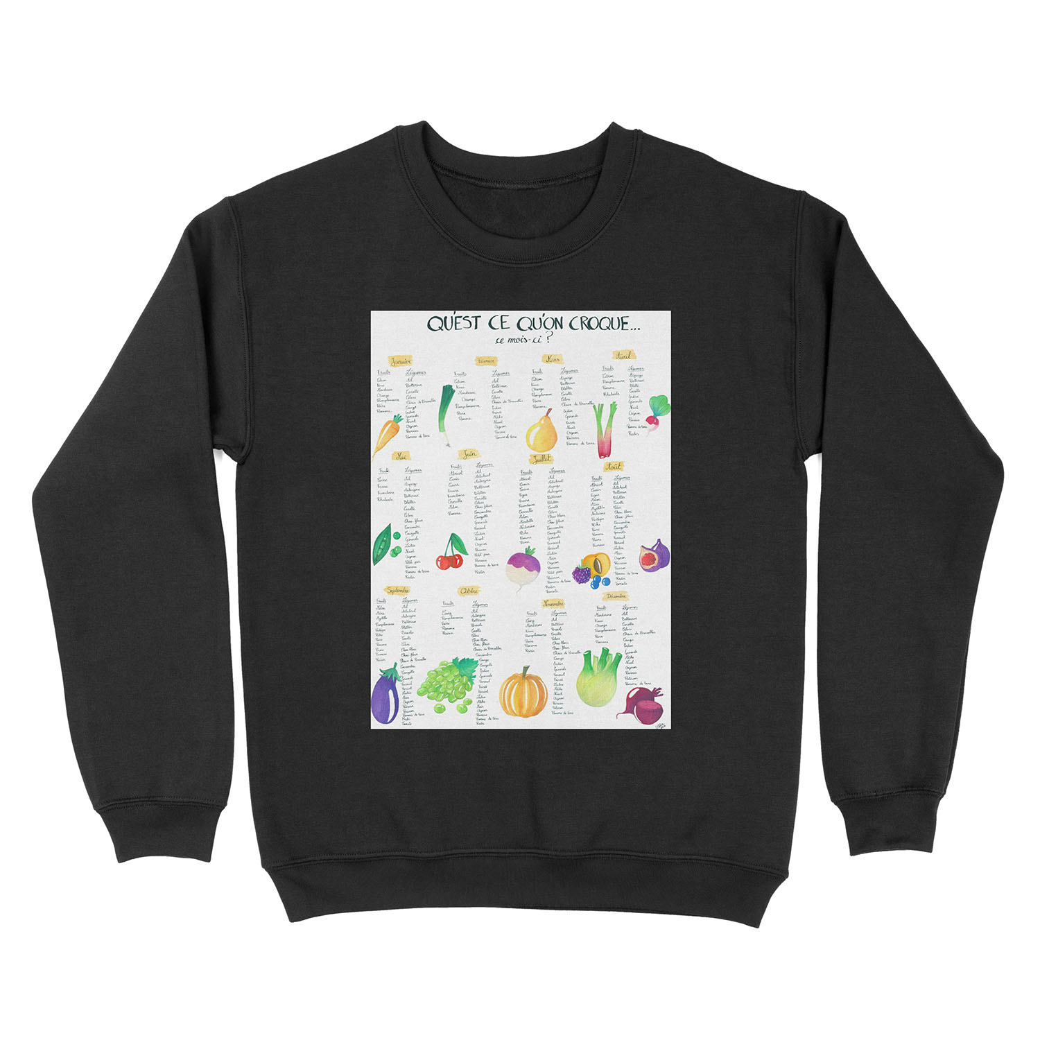 Calendar seasonal fruit and vegetables Unisex Crewneck Sweatshirt