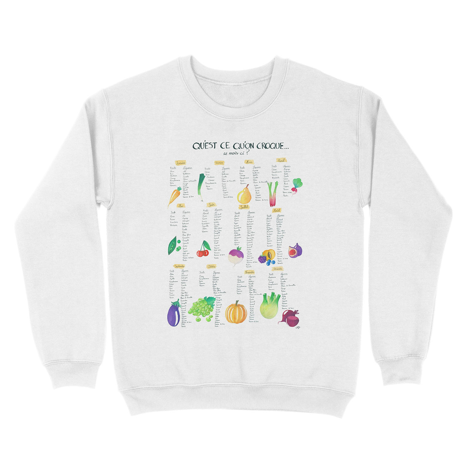 Calendar seasonal fruit and vegetables Unisex Crewneck Sweatshirt - Image 2