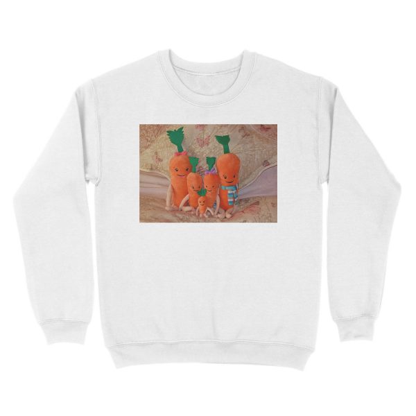 Carrot Family ( Kevin, Katie, Chardonnay, Jasper & Baby Carrot ), Unisex Crewneck Sweatshirt - Image 2