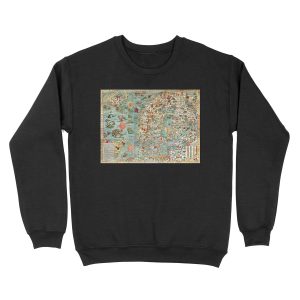 Carta Marina, map of Scandinavia by Olaus Magnus - 1539 Unisex Crewneck Sweatshirt