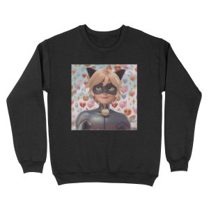 Cat Noir Edit Sticker & Pillow Unisex Crewneck Sweatshirt