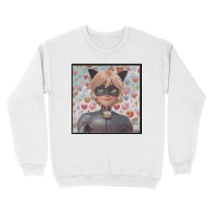 Alternative view of Cat Noir Edit Sticker & Pillow Unisex Crewneck Sweatshirt