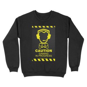 Caution Gaming In Progress Unisex Crewneck Sweatshirt