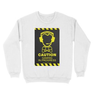 Alternative view of Caution Gaming In Progress Unisex Crewneck Sweatshirt