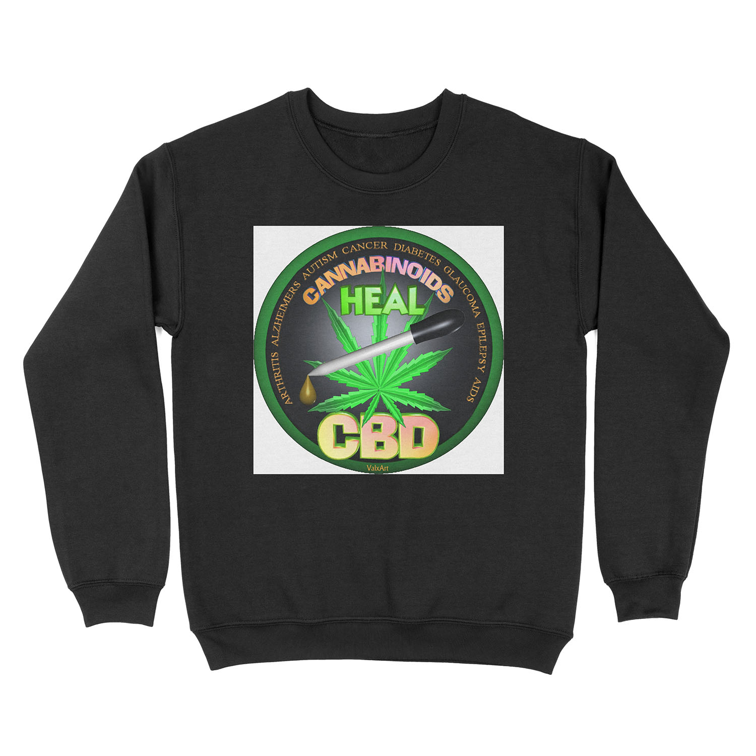 CBD Cannabinoids in Hemp oil Cures learn truth about use of hemp oil to cure illness and pains. Unisex Crewneck Sweatshirt